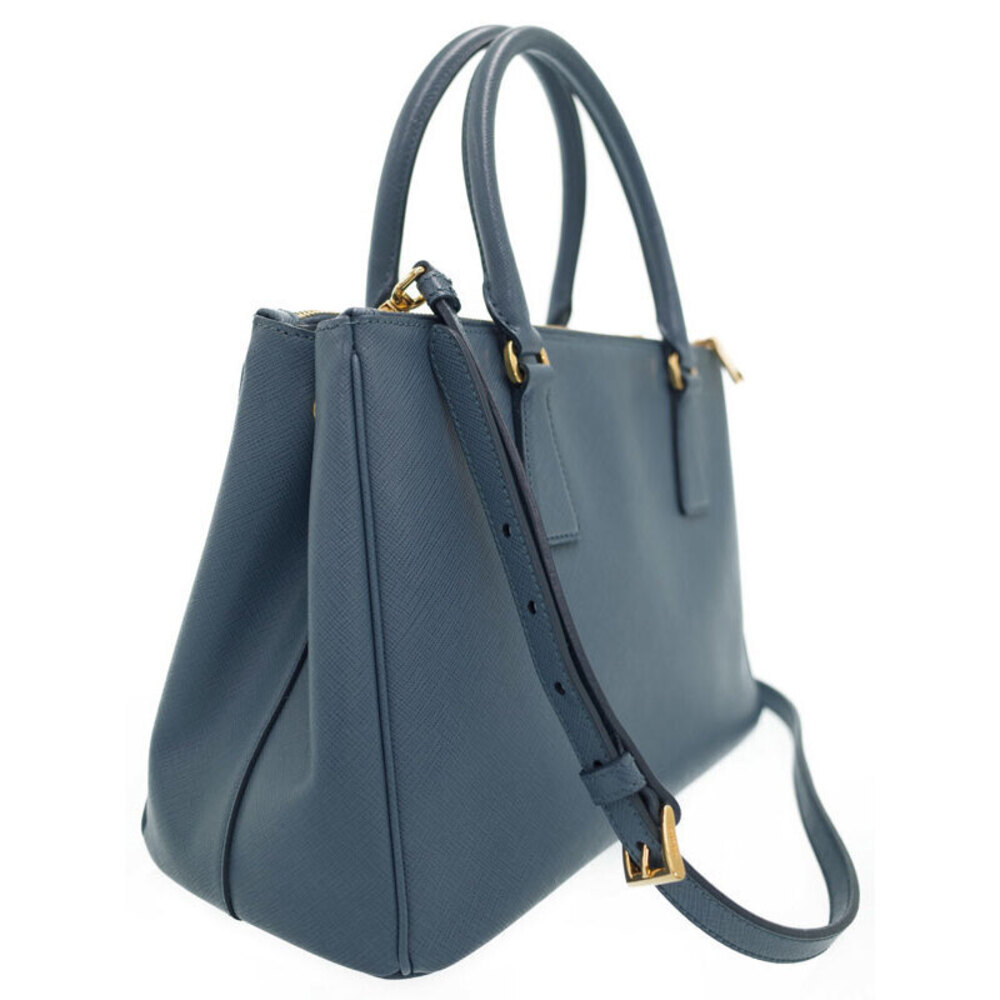 Prada Double Galleria Lux Tote Saffiano Blue Zip